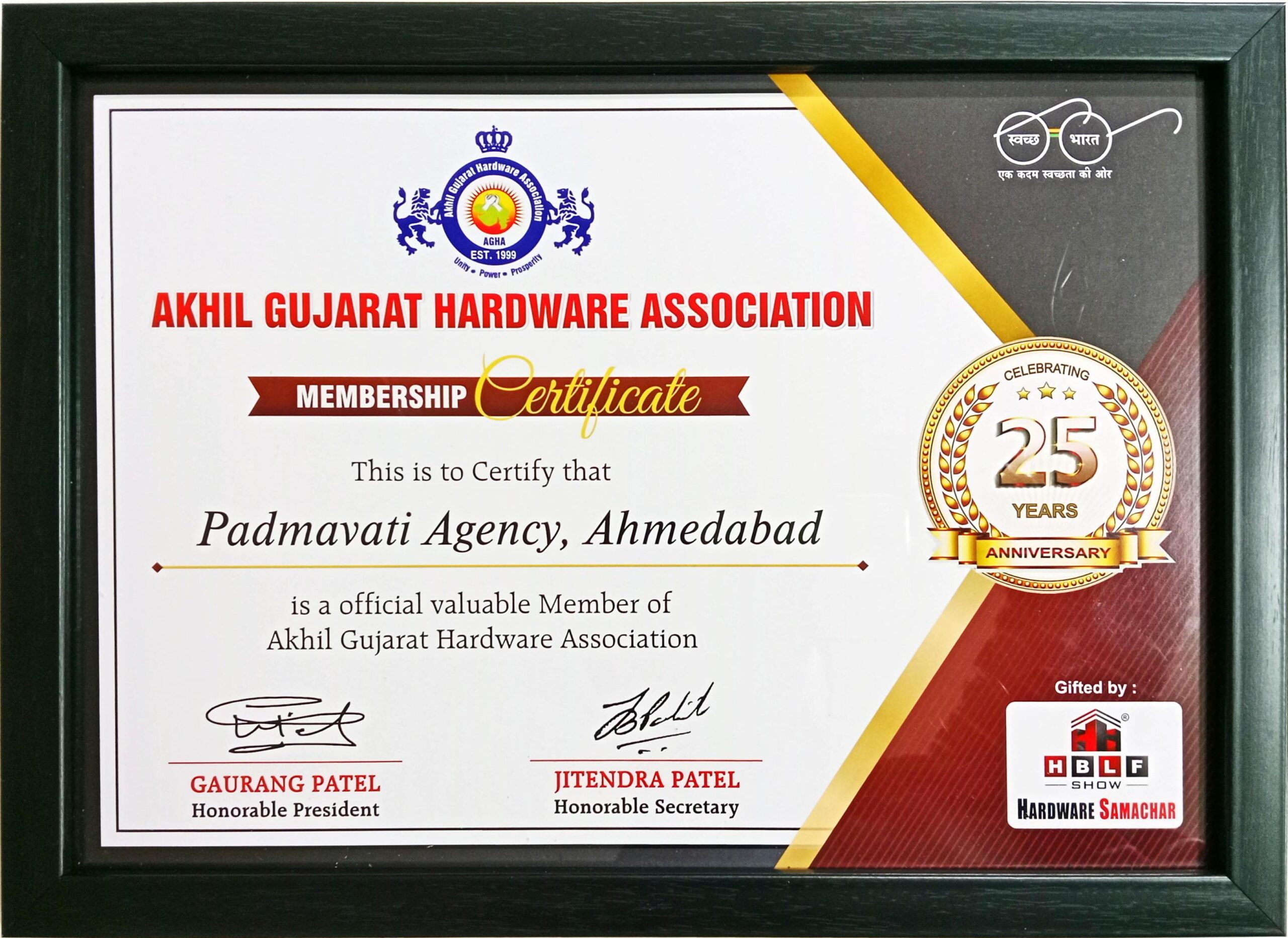 Padmavati Agency Membership Certificate 2